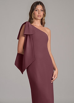 Azazie Capri Bridesmaid Dresses Sangria A-Line One Shoulder Chiffon Dress image7