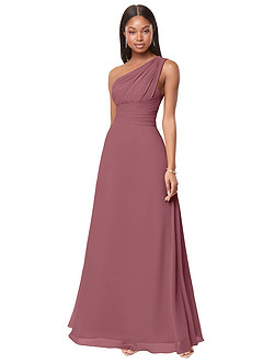 Azazie Ashley Abiti da Damigella Abito A-Line in Chiffon Drappeggiato Rosa Del Deserto image1