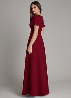 Azazie Kaya Final Sale Burgundy A-Line Pleated Chiffon Dress image2