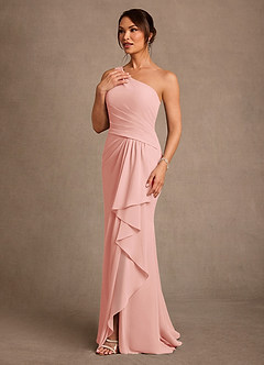 Azazie Floy Mother of the Bride Dresses Rosette Sheath One Shoulder Chiffon Dress image2