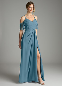 Azazie Dakota Bridesmaid Dresses Bermuda A-Line V-Neck Pleated Chiffon Dress image5