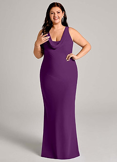 Azazie Rylina Bridesmaid Dresses Grape Mermaid Pleated Chiffon Dress image10