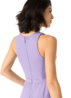 Azazie Lindie Bridesmaid Dresses Lilac A-Line Scoop Pleated Chiffon Dress image5
