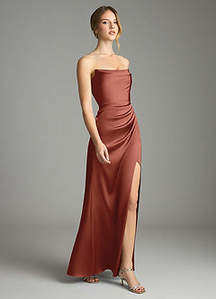 Azazie Leonis Bridesmaid Dresses Auburn Mermaid Pleated Stretch Satin Convertible Dress image6