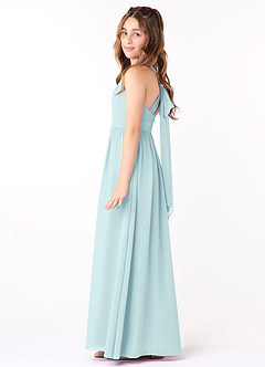 Azazie Jaylah Junior Sea Glass A-Line Ruched Chiffon Dress image3