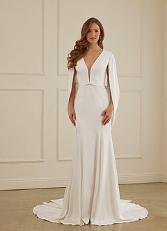 Christian Siriano Bridal for Azazie 2001 Wedding Dresses Diamond White Caramel Mermaid Crepe Back Satin Dress image3