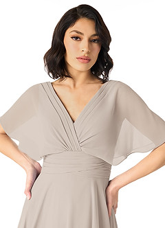 Azazie Pamela Bridesmaid Dresses Frost A-Line V-Neck Pleated Chiffon Dress image4