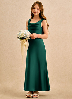 Azazie Raspberry Girls Formal Flower Girl Klänningar Klä A-Line i Stretch Satin Plisserad image1