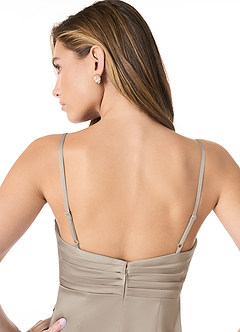 Azazie Linia Essayer des robes à la maison Robe Sirène en Satin extensible Plissée Givre image5