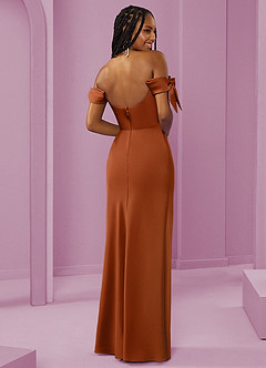 Barbie ♥ Azazie Jurken voor bruidsmeisjes Converteerbaar Jurk van Stretch Satijn met Kolom Off the Shoulder Koper image13