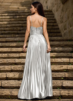 Foil Silver Metallic Prom Dress image2