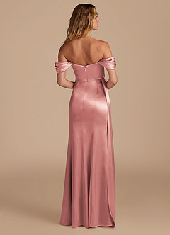 Azazie Amyra Bridesmaid Dresses Dusty Rose Mermaid Sweetheart Neckline Metallic Satin Convertible Dress image6