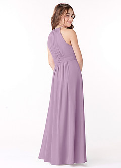 Azazie Bonnie Junior Wisteria A-Line Pleated Chiffon Dress image3