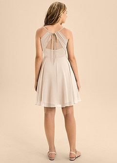 Azazie Avelina Junior White Alabaster A-Line Pleated Chiffon Dress image2