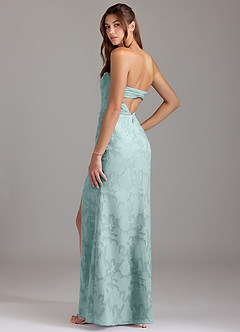 Azazie Leonis 신부 들러리 드레스 쉬스 스트랩리스 플로럴 번아웃 바닥 길이 드레스 image3