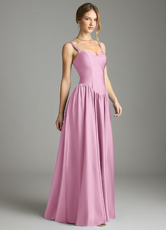 Azazie Evadina Bridesmaid Dresses Candy Pink A-Line Corset Stretch Satin Dress image4