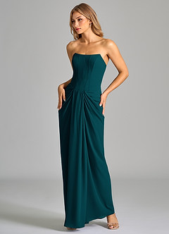 Azazie Anaïs Bridesmaid Dresses Pine Sheath Strapless Chiffon Dress image5