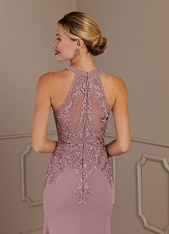 Azazie Tyra Mother of the Bride Dresses Dusty Rose Mermaid Halter Lace Stretch Crepe Dress image6