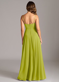 Azazie Amani At-home Try On Dresses Black A-Line Pleated Chiffon Dress image2