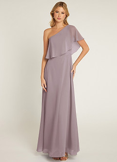 Azazie Lizzy Bridesmaid Dresses Dusk A-Line One Shoulder Chiffon Dress image1