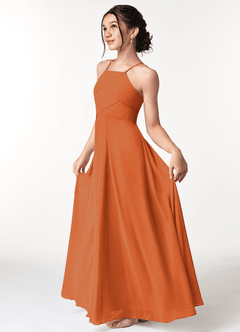 Azazie Ginger Junior Cinnamon A-Line Pleated Chiffon Dress image6