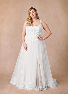 Azazie Jovana Wedding Dresses Diamond White A-Line Scoop Tulle Dress image5