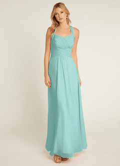 Azazie Claudia Bridesmaid Dresses Aqua A-Line Sweetheart Neckline Chiffon Dress image1