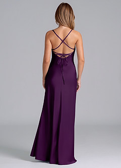 Azazie Seema Vestidos de damas de honor Vestido de Uva de Satén Elástico de Corte Sirena con Corsé image7