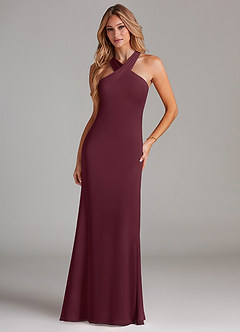 Azazie Doretta Bridesmaid Dresses Cabernet Mermaid Pleated Chiffon Dress image3