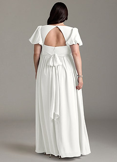 Azazie Madisynn Brudepigekjoler til gravide Sløjfe Chiffon Gulv-længde Kjole image6