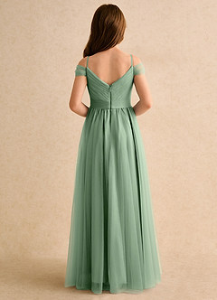 Azazie Yuna Girls Formal Flower Girl Dresses Matcha A-Line Off the Shoulder Tulle Dress image2