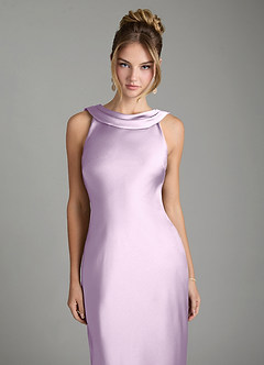 Azazie Aussie Robes de demoiselle d'honneur Robe Fourreau en Satin extensible Plissée Frostiges Flieder image3