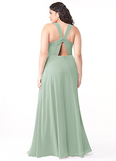 Azazie Jane Bridesmaid Dresses Agave A-Line V-Neck Pleated Chiffon Dress image7