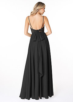 Azazie Gracie Bridesmaid Dresses Black A-Line Pleated Chiffon Dress image3