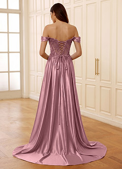 Rowane Dusty Pink Corset Rhinestone Sheer Lace Prom Dress image2