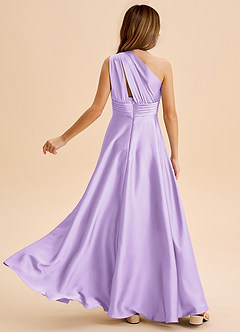 Azazie Charlize Junior Abito A-Line in Raso Elasticizzato Plissettato Lilla image2