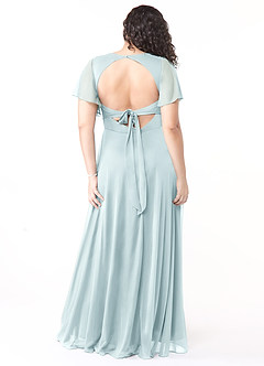 Azazie Induh Bridesmaid Dresses Mist A-Line Flutter V-neck Mesh Dress image8