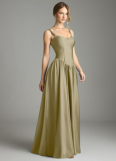 Azazie Evadina Suknie dla druhen Linia A Gorset Satyna elastyczna Do ziemi Sukienka image4