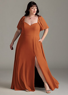 Azazie Chloe Bridesmaid Dresses Cinnamon A-Line Sweetheart Neckline Chiffon Dress image9