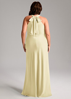 Azazie Doretta Bridesmaid Dresses Lemon Sorbet Mermaid Pleated Stretch Satin Dress image11