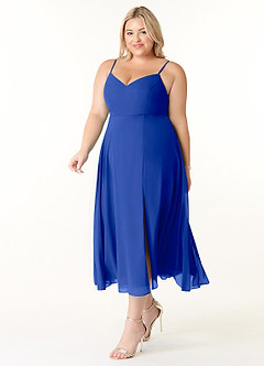 Azazie Clarissa Bridesmaid Dresses Royal Blue A-Line V-Neck Chiffon Dress image9