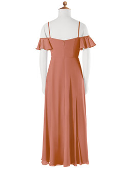 Azazie Juna Junior Robe Trapèze en Mousseline de soie Épaule décolletée Mai Tai image7
