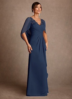 Azazie Santa Clara Mère de la mariée Robes Robe Trapèze en Dentelle Bleu Marine Foncé image3