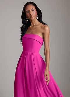 Azazie Lucienne Bridesmaid Dresses Fuchsia A-Line Strapless Chiffon Convertible Dress image4