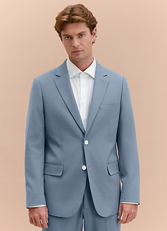 front James Dusty Blue Structured Stretch Suit Jacket