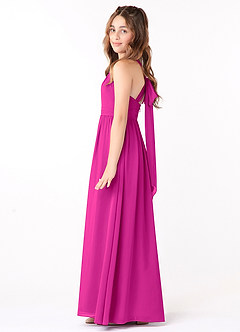 Azazie Jaylah Junior Fuchsia A-Line Ruched Chiffon Dress image1