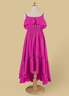 Azazie Karmen Flower Girl Dresses Fuchsia A-Line Ruched Chiffon Dress image6