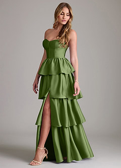 Azazie Faye Bridesmaid Dresses Juniper A-Line Ruched Stretch Satin Dress image3