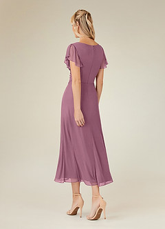 Azazie Vera Mother of the Bride Dresses Vintage Mauve A-Line V-Neck Pleated Mesh Dress image3