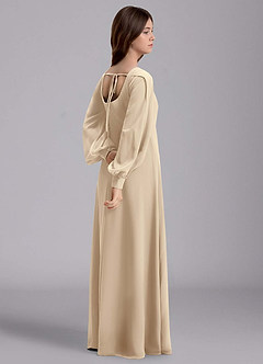 Azazie Bondi Junior Jurk van Chiffon met A-Lijn Blouson Champagne image6